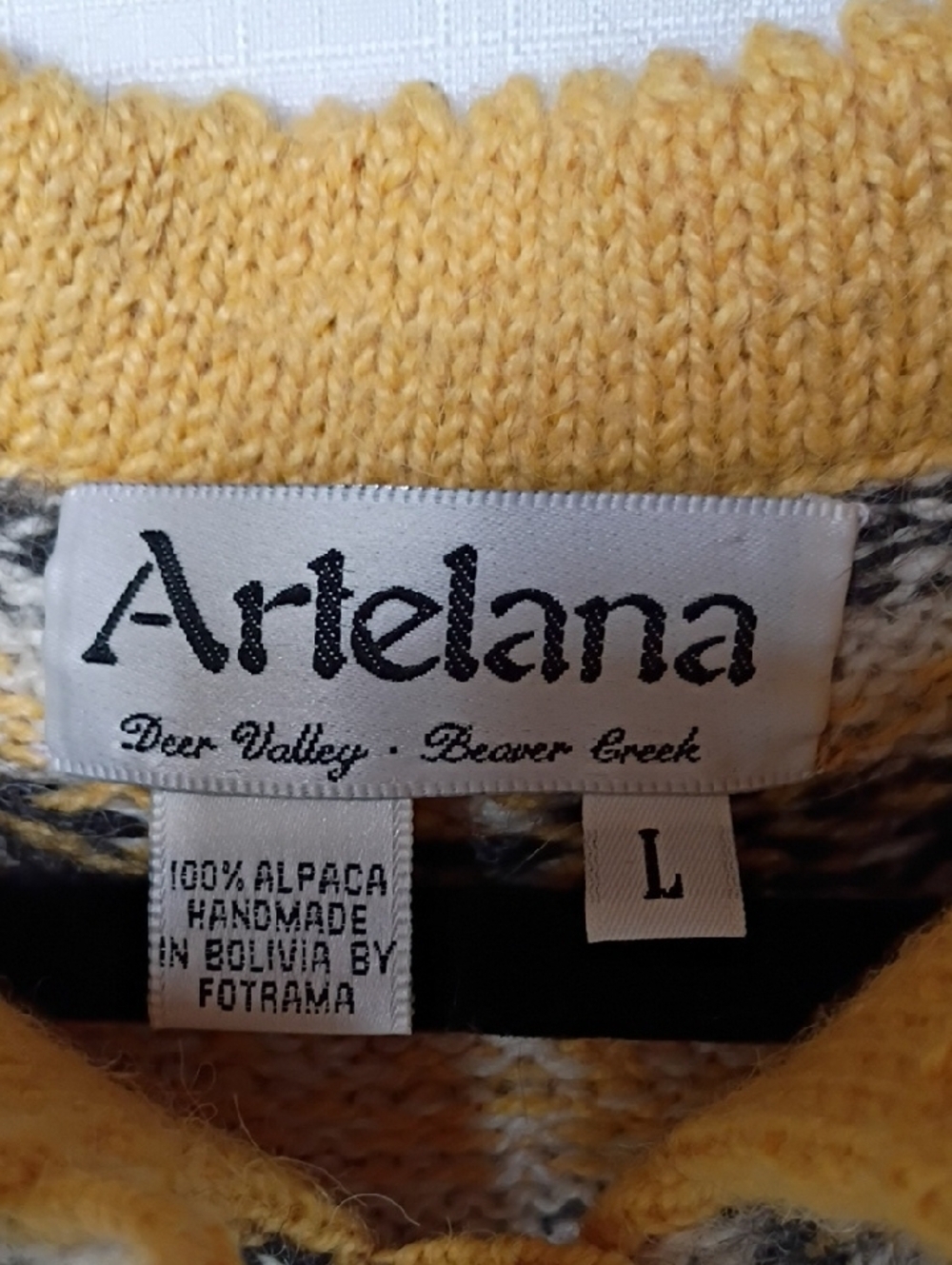 Yellow Fair Isle Yoke Button-Front Cardigan Sweater - Picture 5 of 8